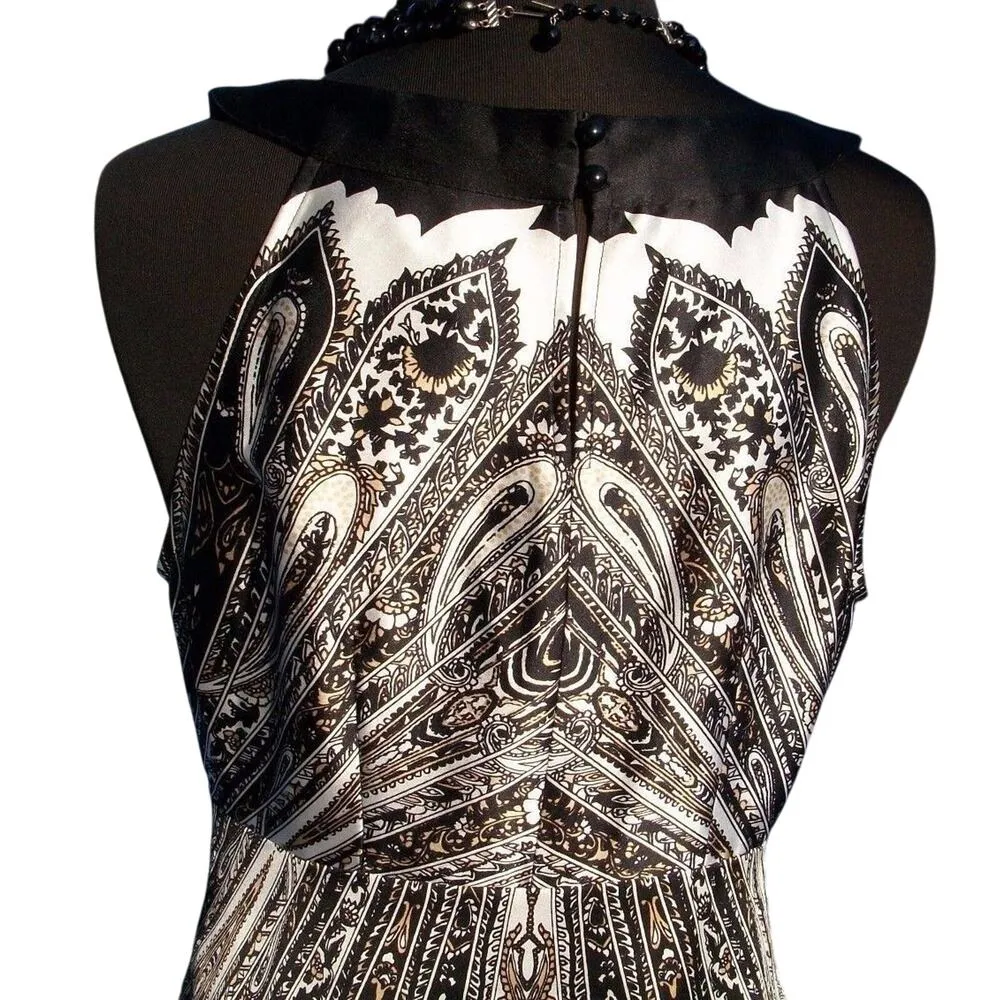 Cache Black Beaded Cut In Sleeve Top Silk Key Hole Front Back Stretch NWT $128 - Image 3