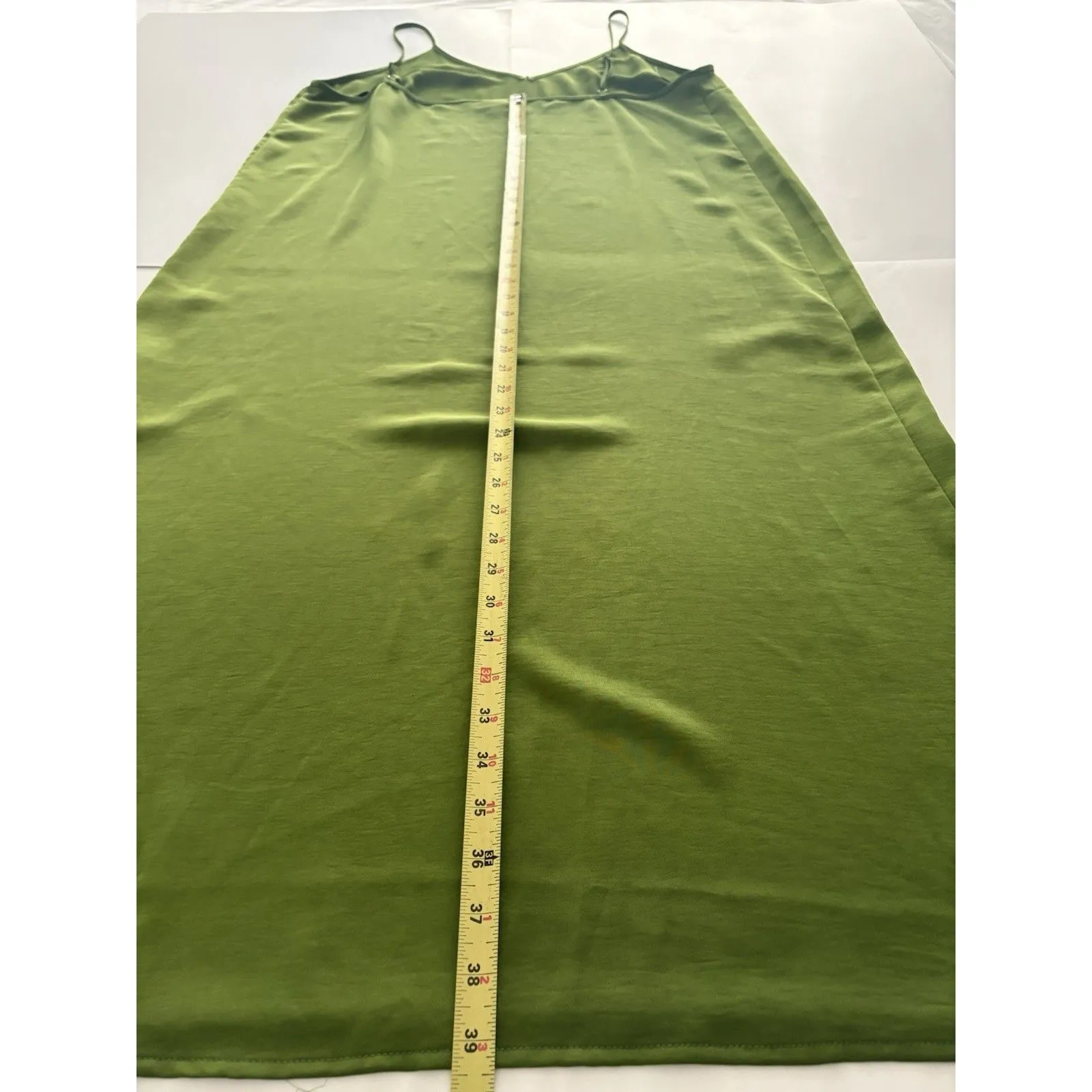 A New Day Maxi Slip Dress Size XXL Green Silky Strappy Fairy Forest Whimsy - Image 7