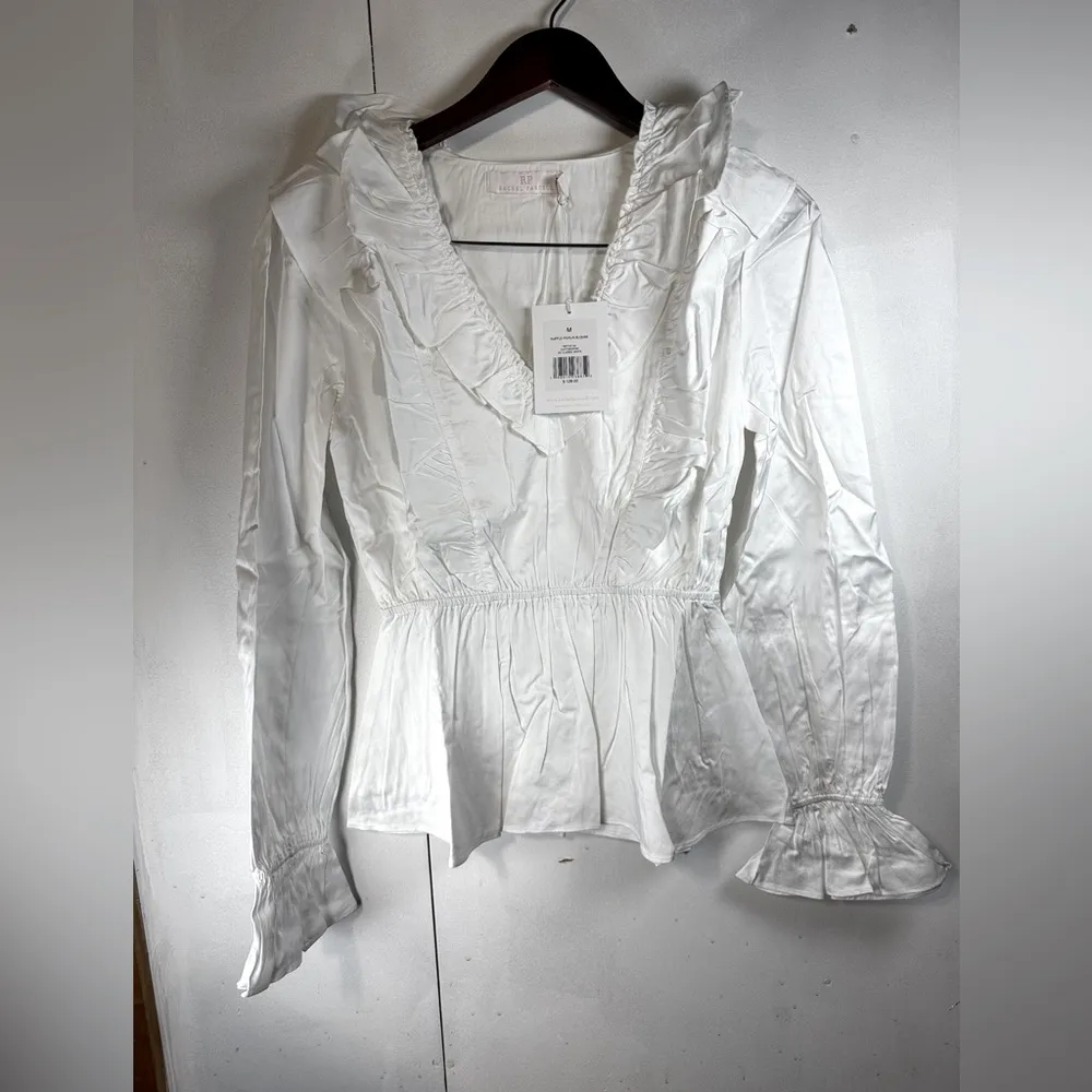 Rachel Parcell ‎ Poplin Blouse  White  Size M - Image 6
