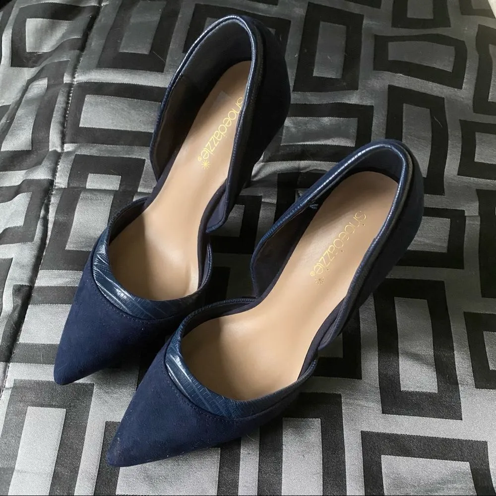Shoedazzle suede navy blue pointy heel - Image 4