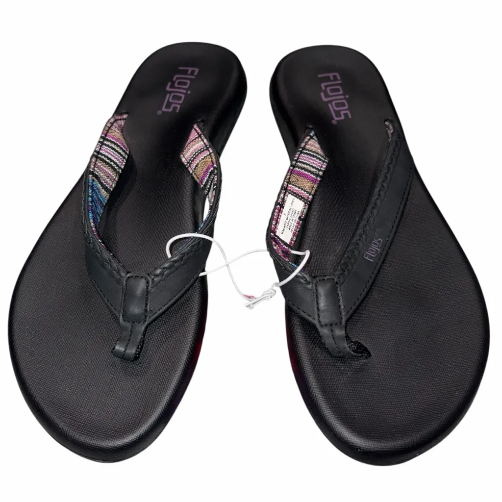 NEW Flojos Black & Lavender Maddy Flip Flop Thong Sandals Shoes size 8 - Image 3