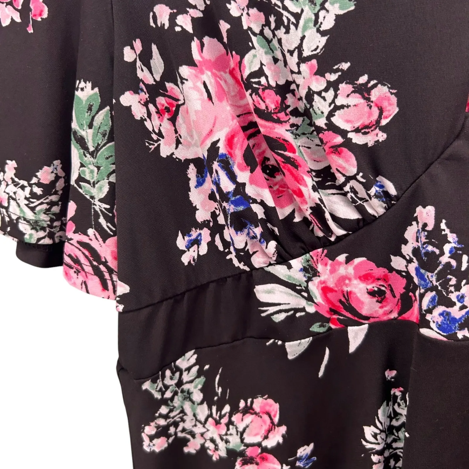 Torrid Womens‎ Blouse Size 2X Black Floral Empire Waist Romantic Y2K Baby Doll - Image 5