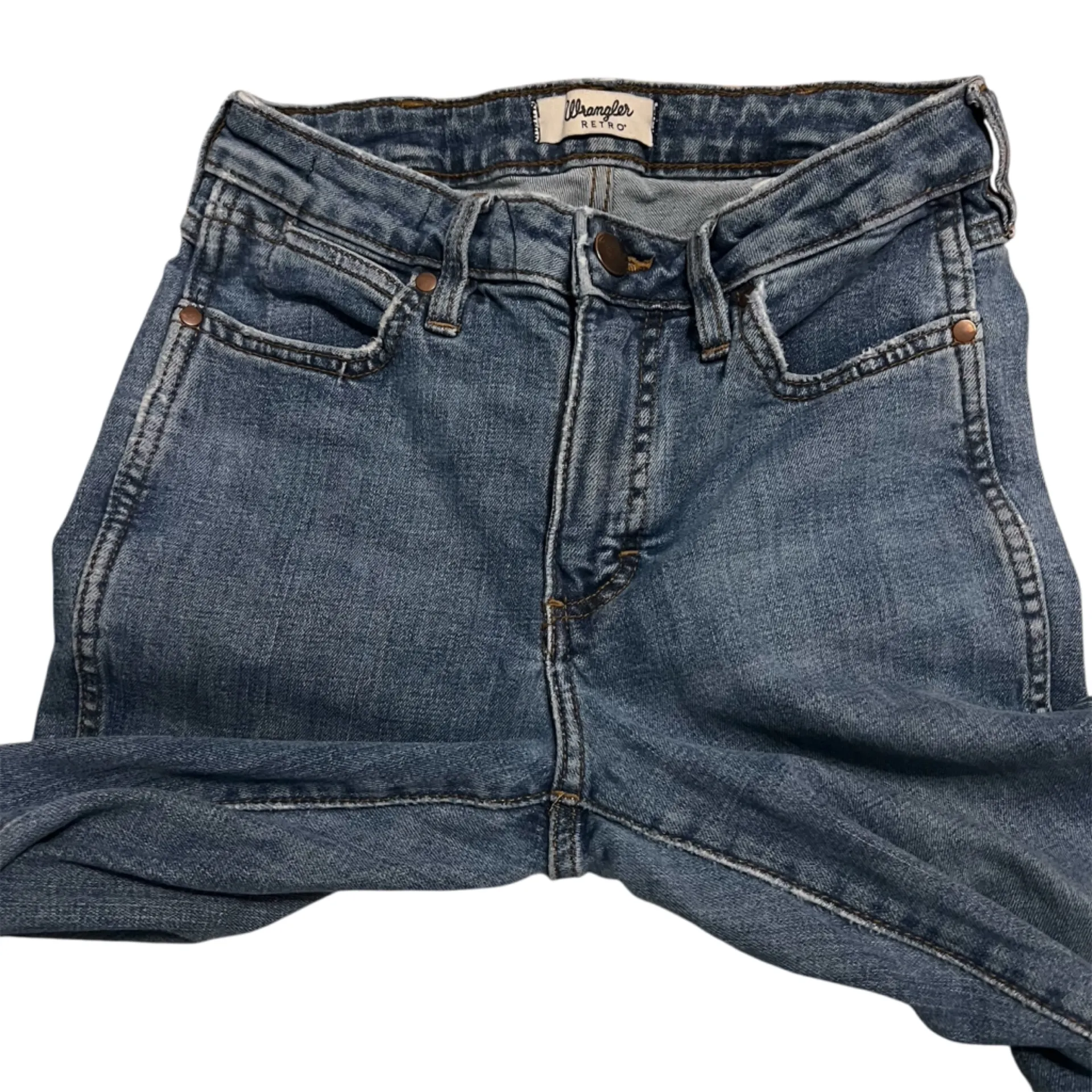 Wrangler Retro Trumpet Flare High Waisted Blue Denim Jeans Size 26/30 - Image 4