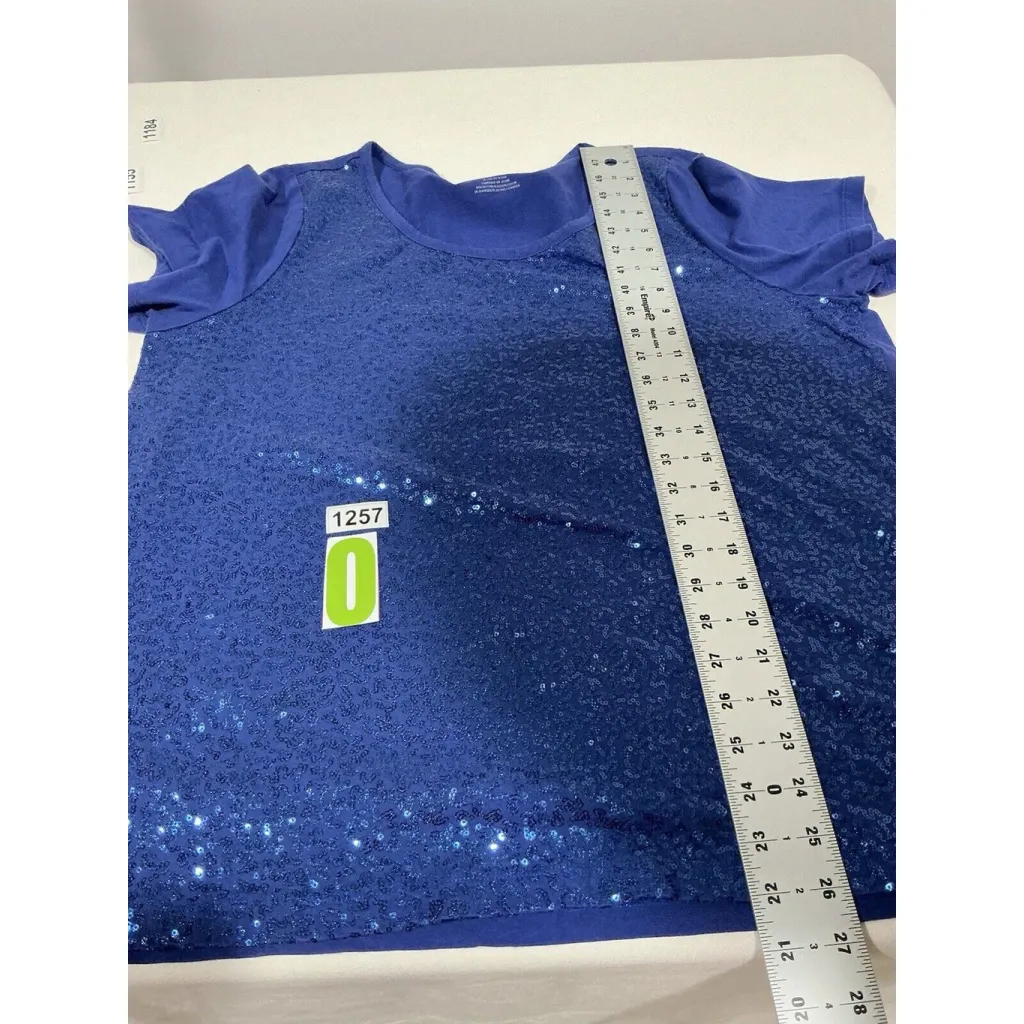 Woman’s Dkny 18-20 Short Sleeve Scoop Neck Blue With Sequins T Shirt - Image 9