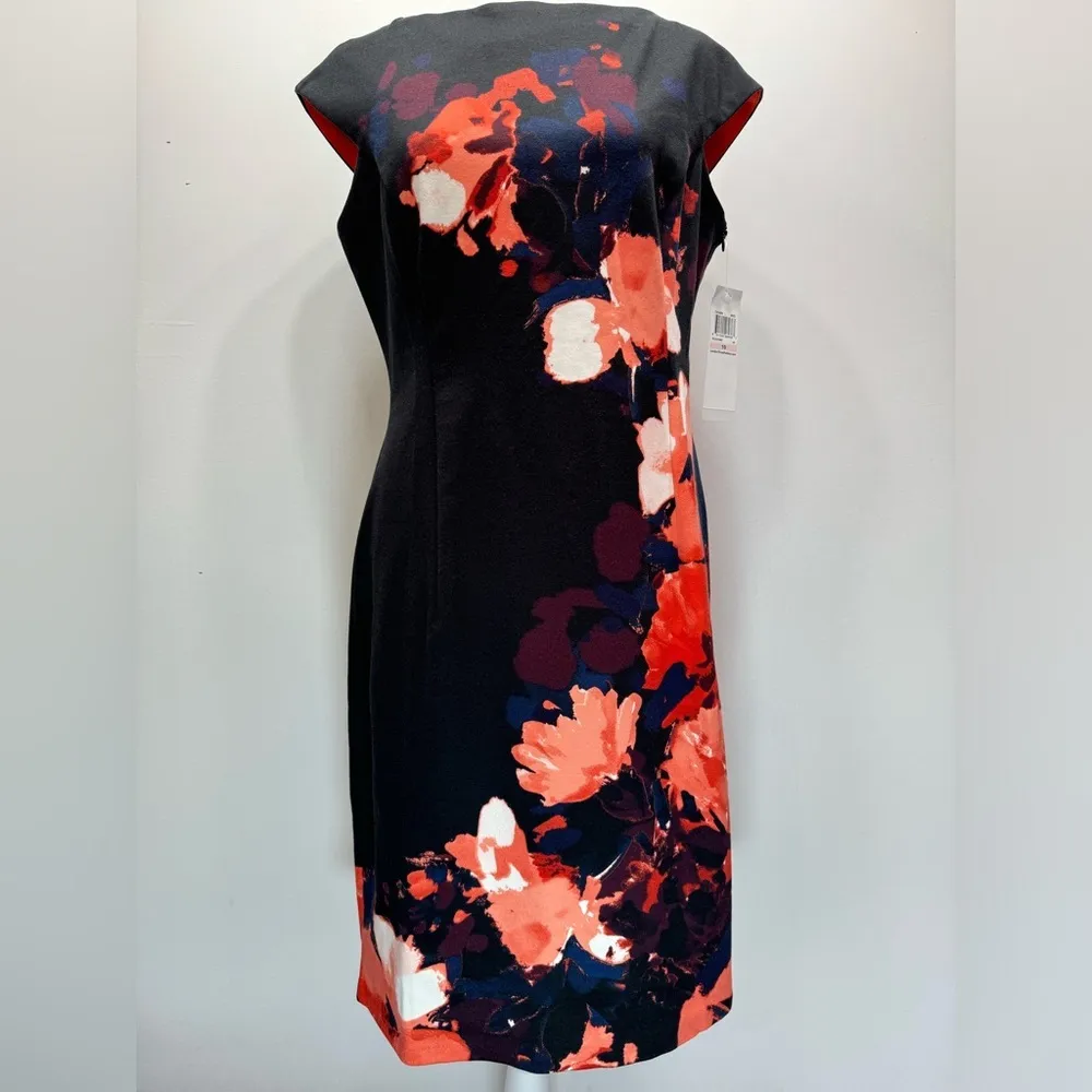 London Times ModCloth Thick Knit Floral Cap Sleeve Midi Shift Dress Size 10 NEW - Image 5