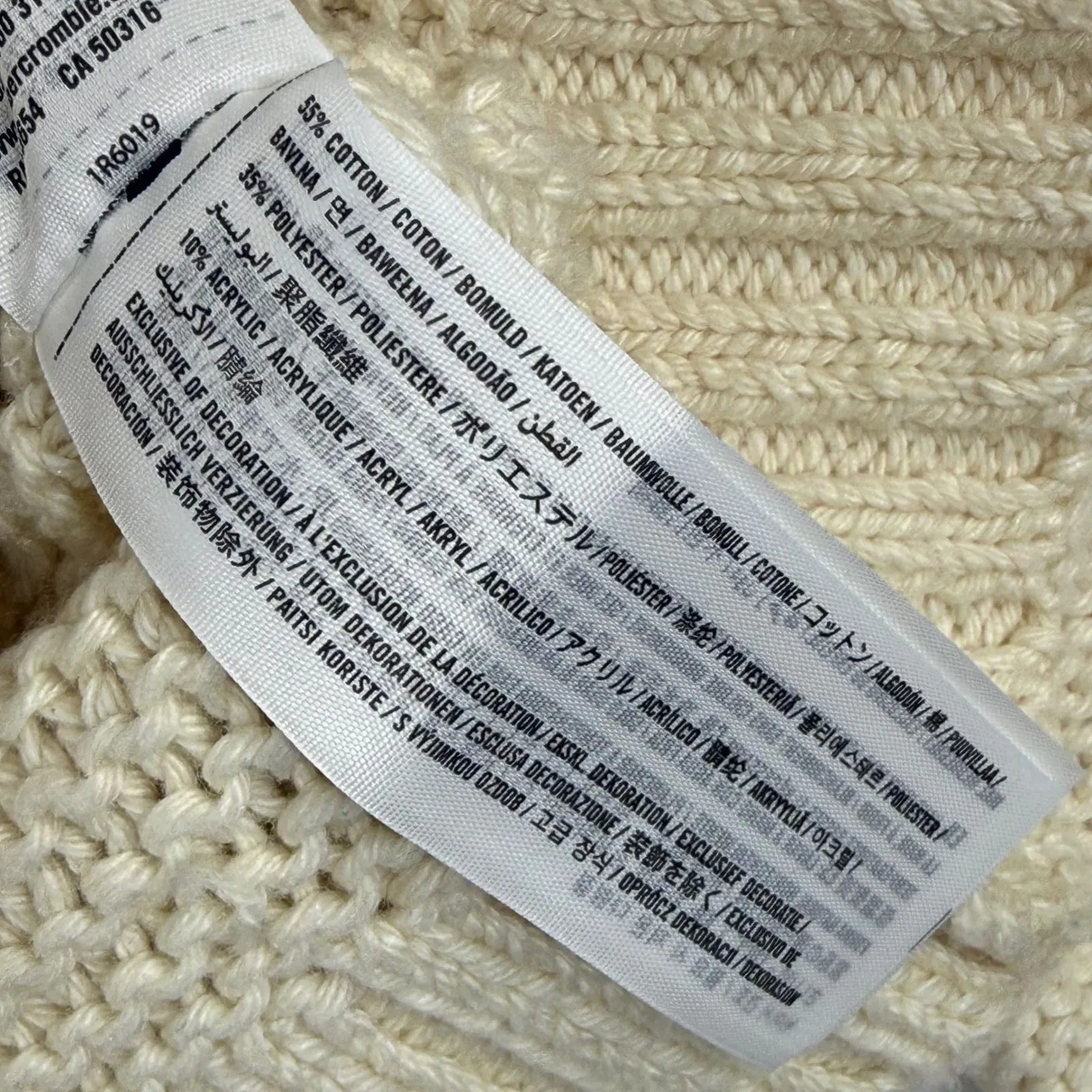 Abercrombie Fitch Cream Cable Fisherman Knit Crew Neck Sweater Women Size L - Image 6