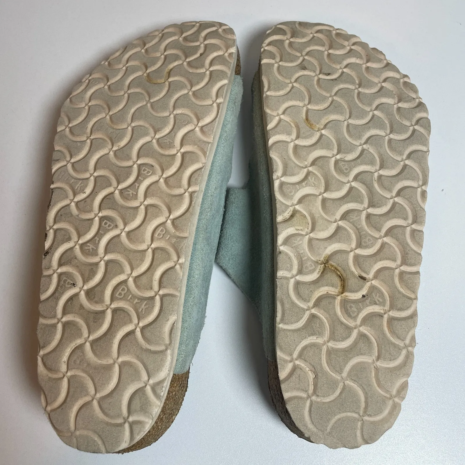 Birkenstock Sandals Sz 39 Arizona Light Blue Suede Soft Footbed Comfy - Image 6