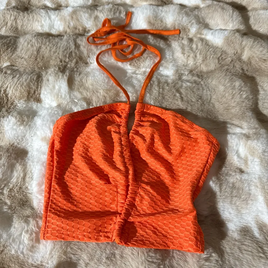 Orange Ruched Women's Skirt Set - Image 3