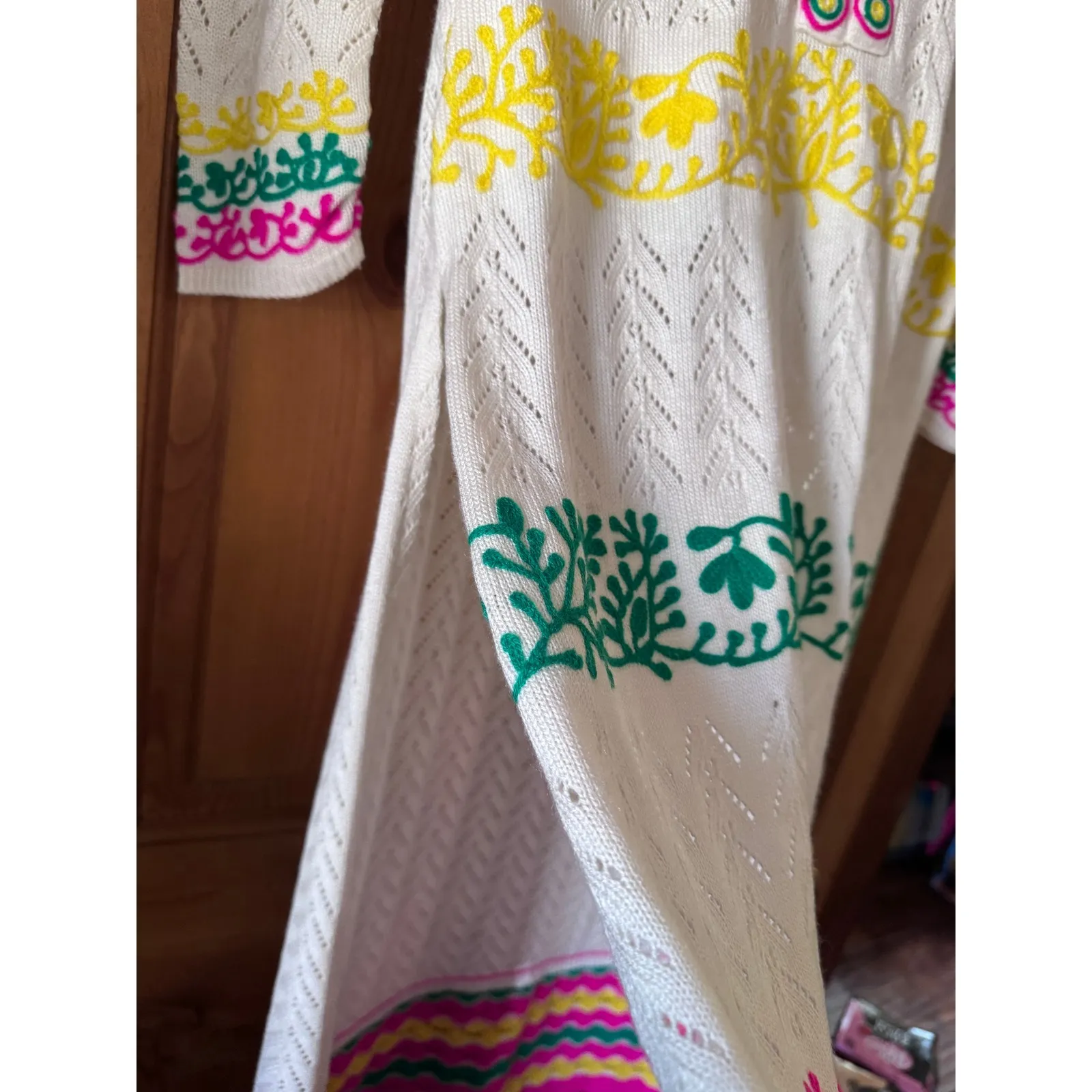 XXL Embroidered Knit Maxi Dress Bohemian Colorful Long Sleeve crochet eclectic - Image 4