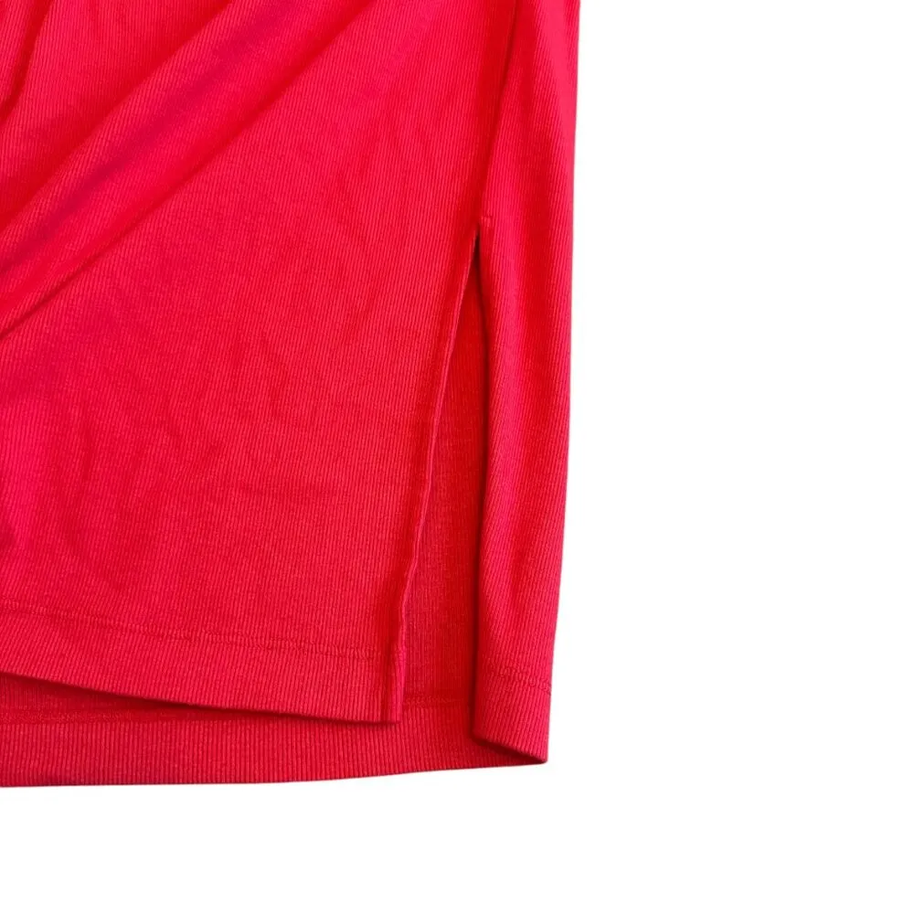 Michael Stars Evereve One Shoulder Stretch Dress Red Ribbed Ruching Size XL - Image 6