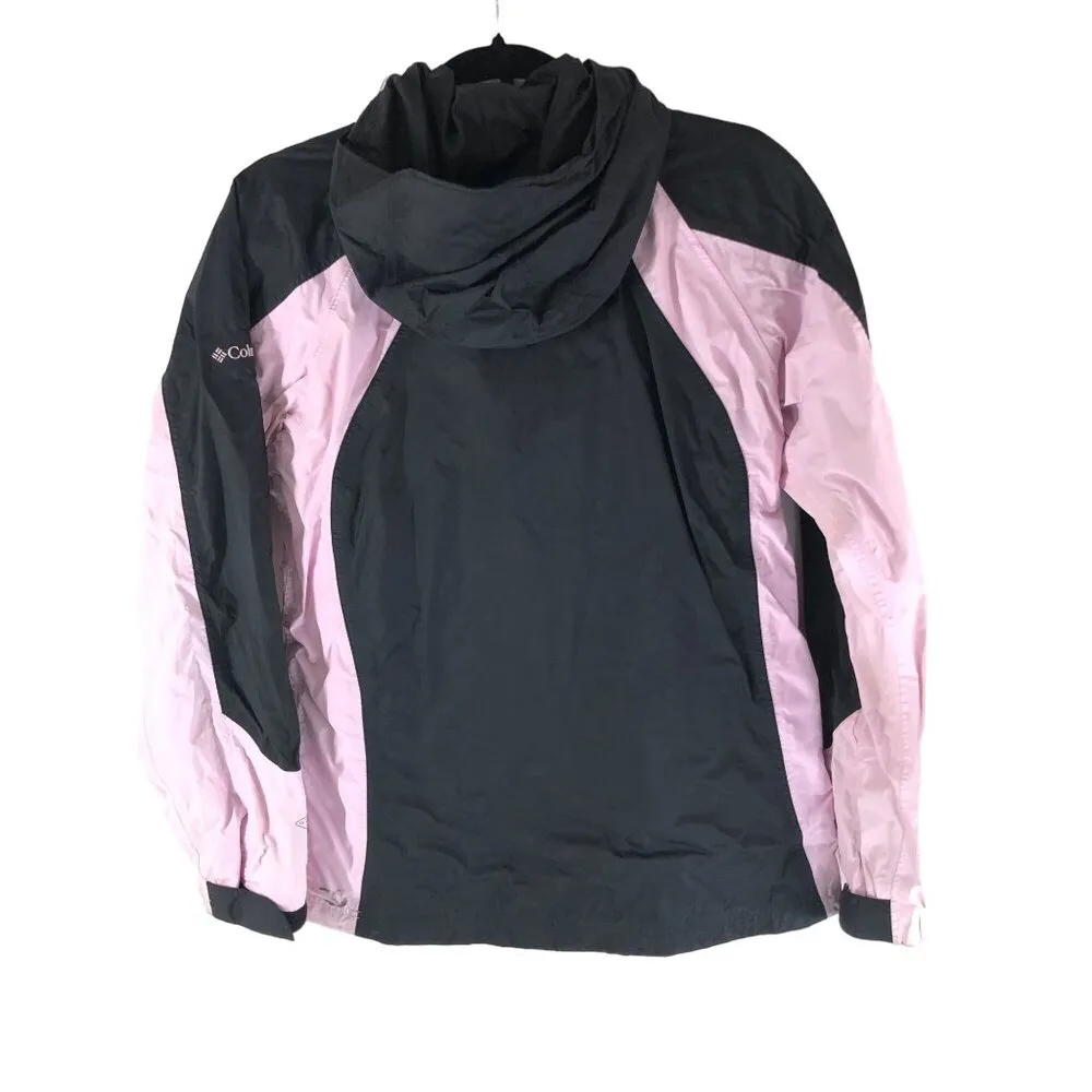 Columbia Womens Windbreaker Jacket Seam Sealed Hooded Full Zip Black Pink S - Image 2