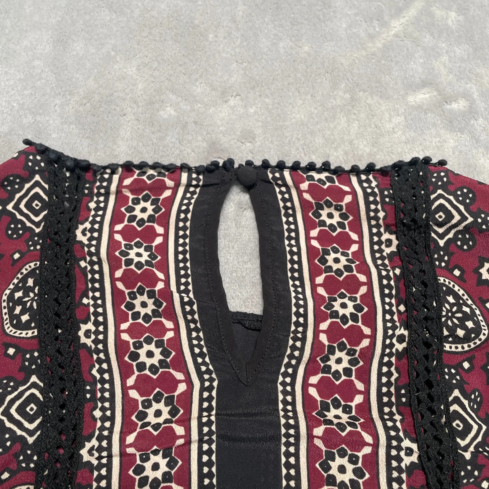 SEA New York Ezri Blouse Womens 4 Silk Blend Floral Boho Peplum Lattice Lace - Image 5