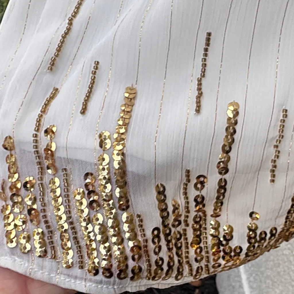 Reba White Sleeveless Blouse with Gold Detailing - Image 3