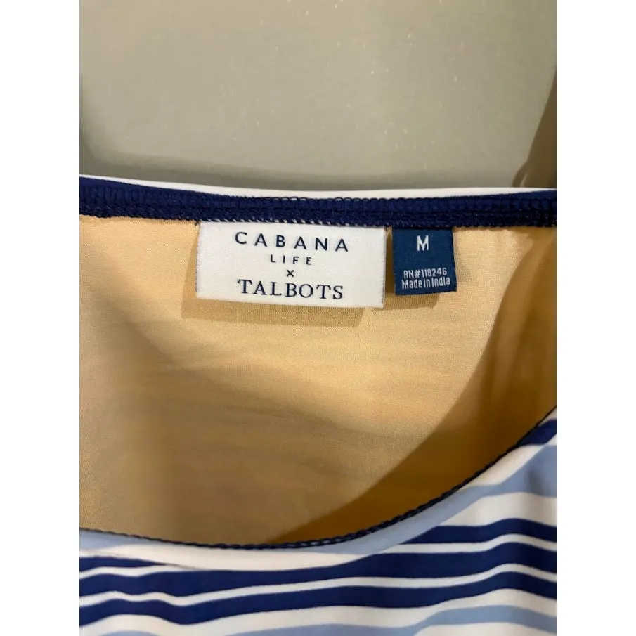 Talbots Cabana Life Scoop Neck Tankini Shades of Blue White Stripe Size Medium - Image 4