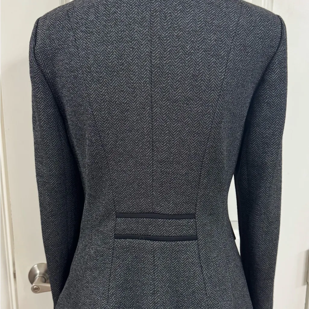 White House Black Market Dark Gray Herringbone Blazer - Image 3