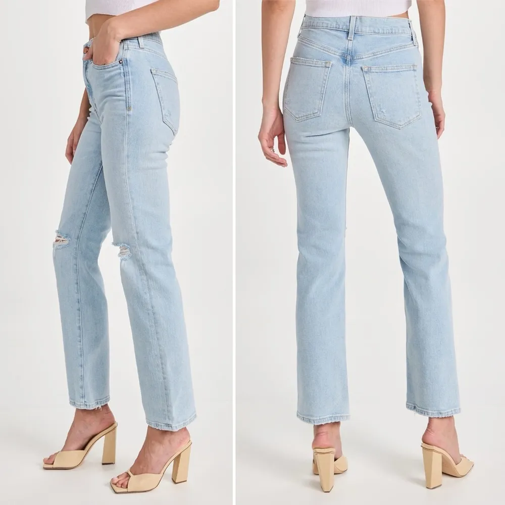 AYR The Sugar Jeans High Rise Straight Leg Light Wash Distressed Size 30 | 10 - Image 4