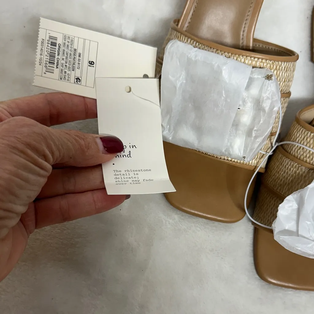 A New Day Tan Sandals with Rhinestone Accents - Image 3