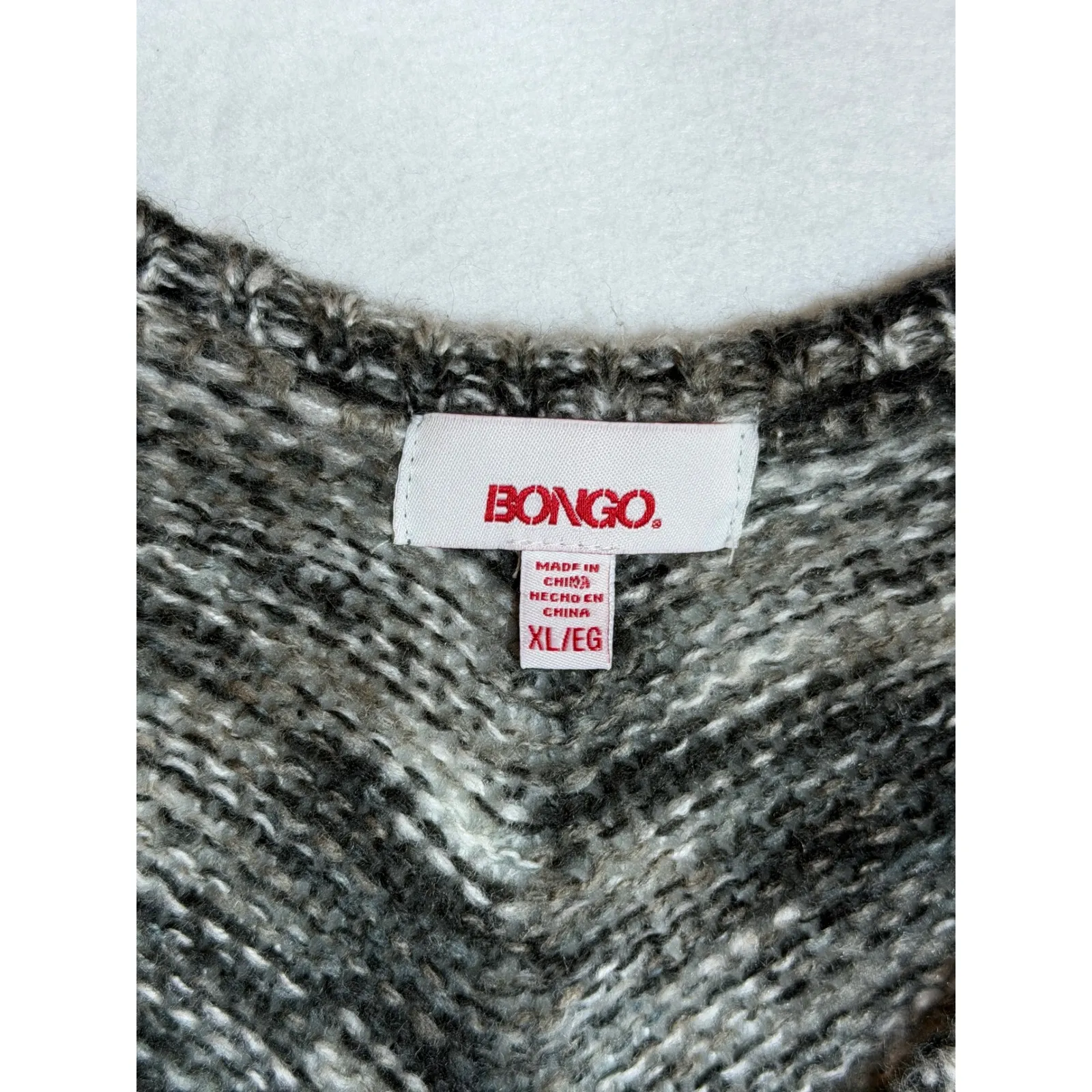 Y2K Bongo Womens Sweater XL V Neck Long Sleeve Marled Knit Asymmetrical Hem - Image 3