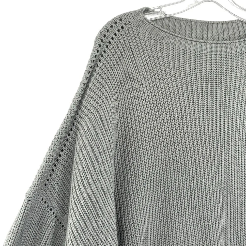 Women’s Chunky Oversized Wool Blend Gray Knit Sweater Size XL - Image 4