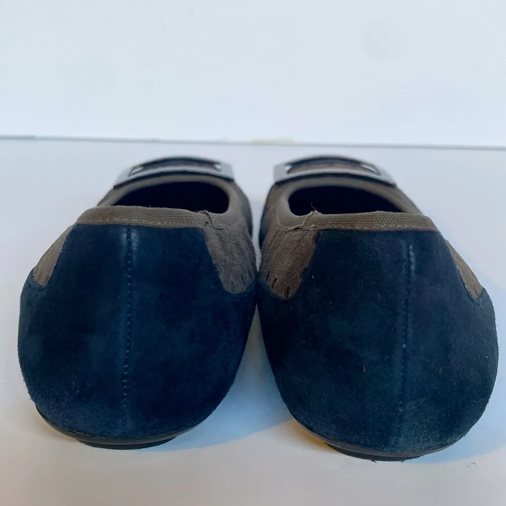 VANELI Nicci Leather Suede Ballet Flat w Buckle Detail Navy Gray Size 7M Blue - Image 11