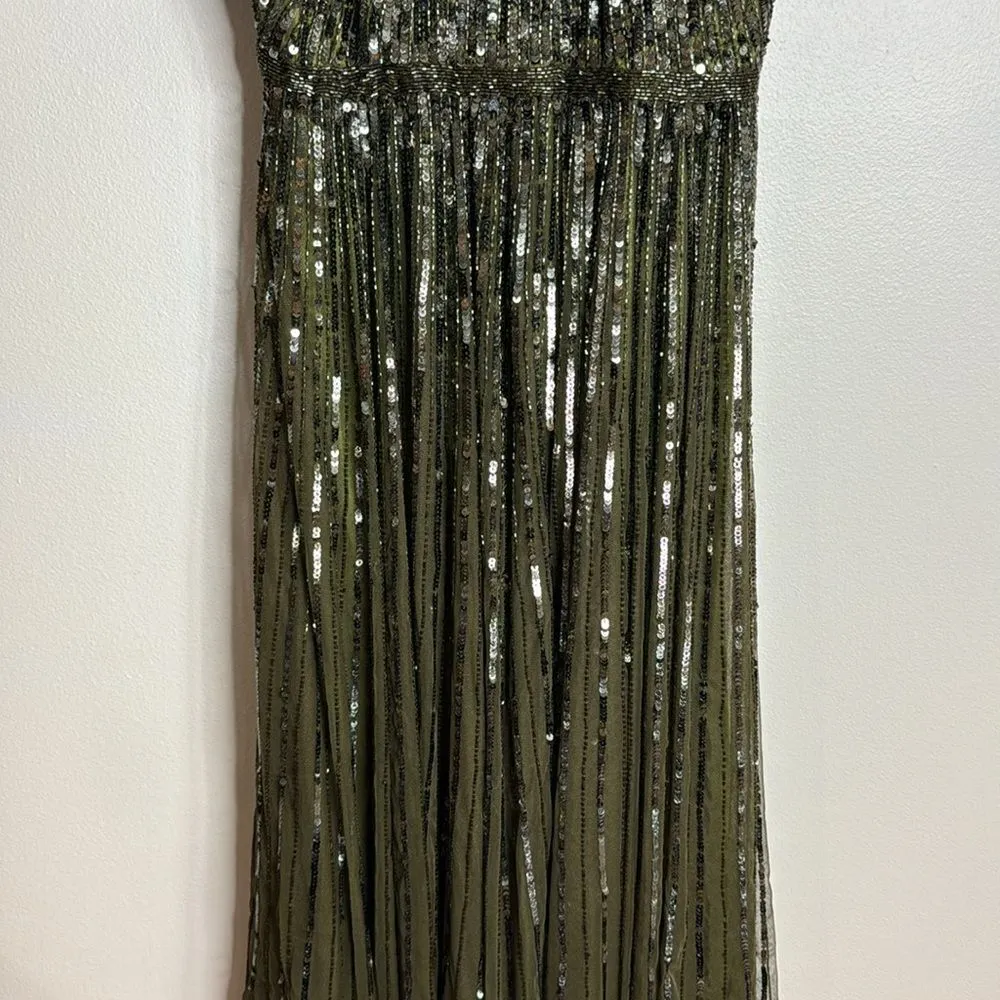 Mac Duggal Sequined High Round Neckline Stunning Dress embellished size 16 - Image 6