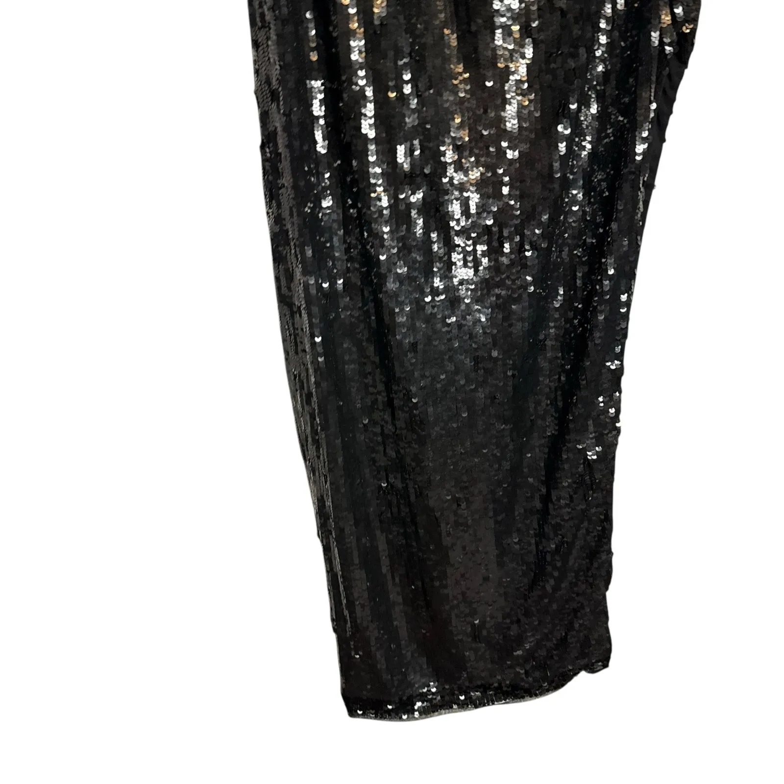 Mac Duggal Black One Shoulder Sequin Slit Column Evening Formal Gown 12 - Image 5