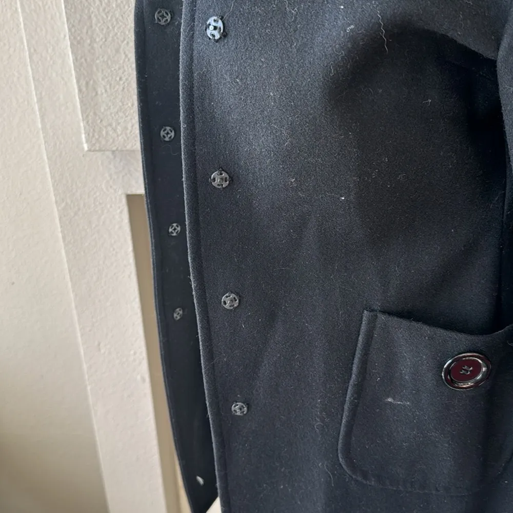 Tulle black wool Elegant Coat with polka dot lining size small - Image 10