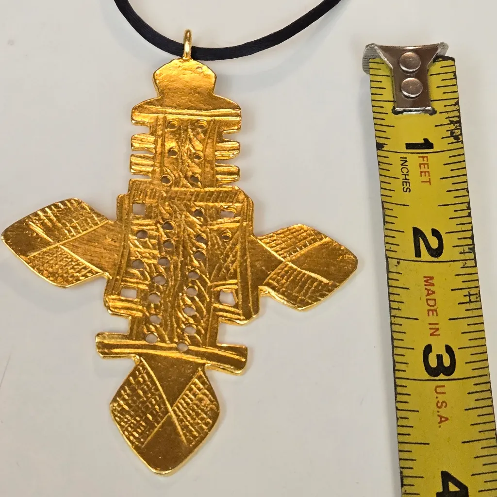 KJL Kenneth Jay Lane Signature Coptic Cross Gold - Image 9