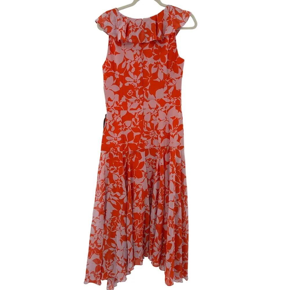 NWT ELIZA J Print Handkerchief Hem Midi Dress SIZE 10 $168 FLORAL EJ9M2463 - Image 11