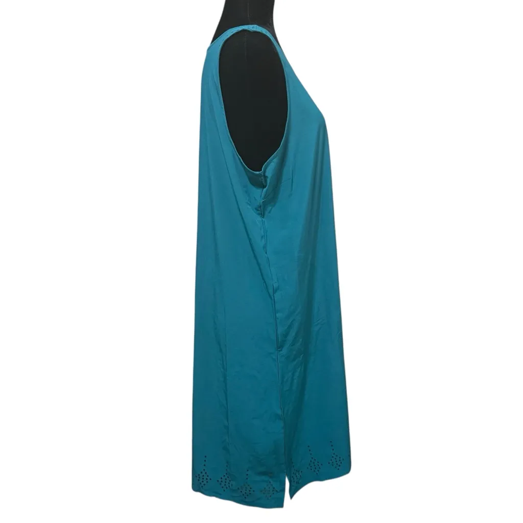 Title Nine Unconventional Dress XL Teal Nimblene Laser Cut Pockets UPF 50+ NWT - Image 3