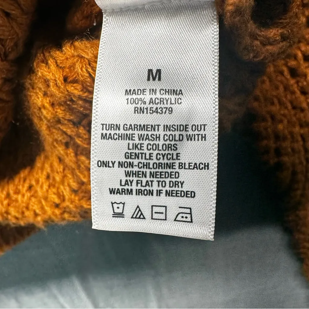 Aeropostale M Rust Orange Cropped Henley Knit Sweater - Image 3