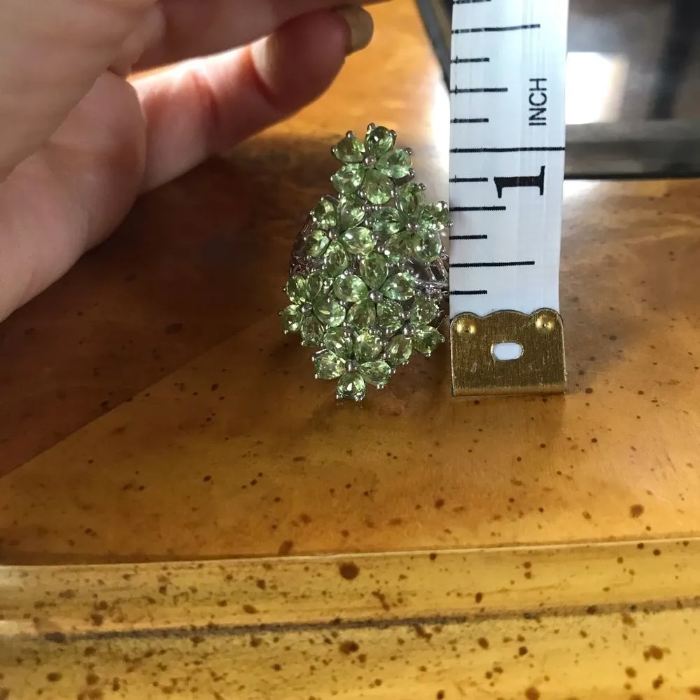 Natural Peridot Sterling Silver Cocktail Ring Size 7 Green - Image 7