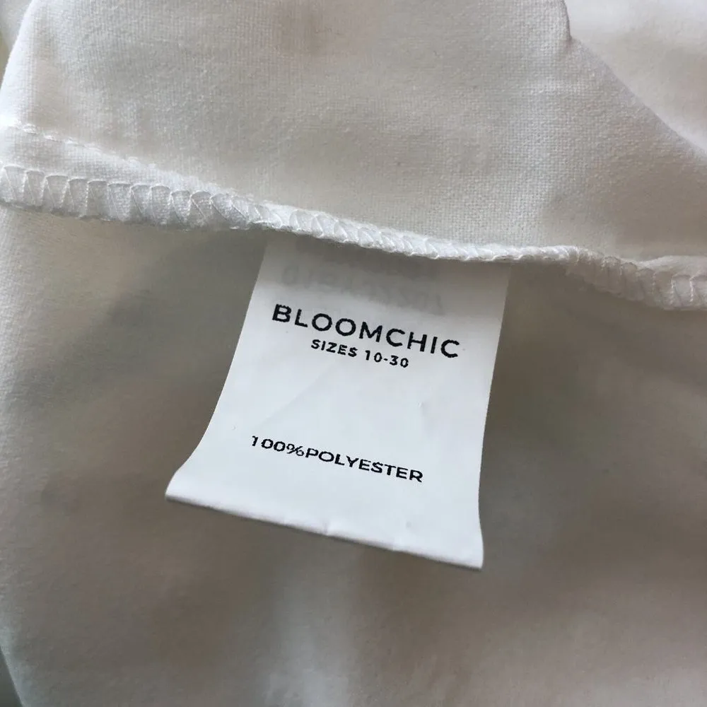 Bloomchic Solid Button V Neck Blouse Top Swiss Dot White 18-20 - Image 7