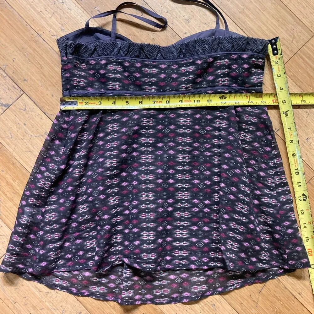 Vtg Y2K Cynthia Steffe whimsigoth fairy ikat ruffle wrap babydoll cami tank top - Image 2