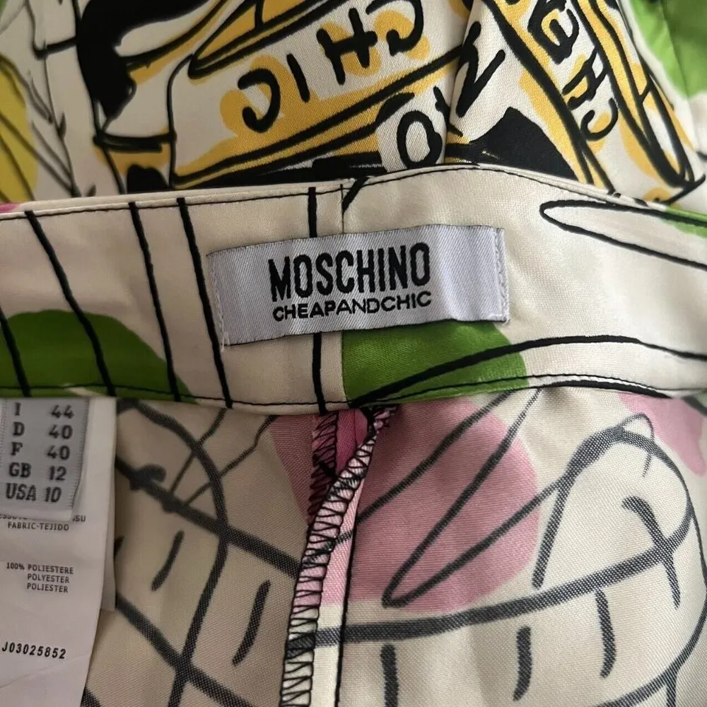 NWOT Moschino Pink Green Boxy Crest Crown Shorts for Women Size 10 Rare - Image 5