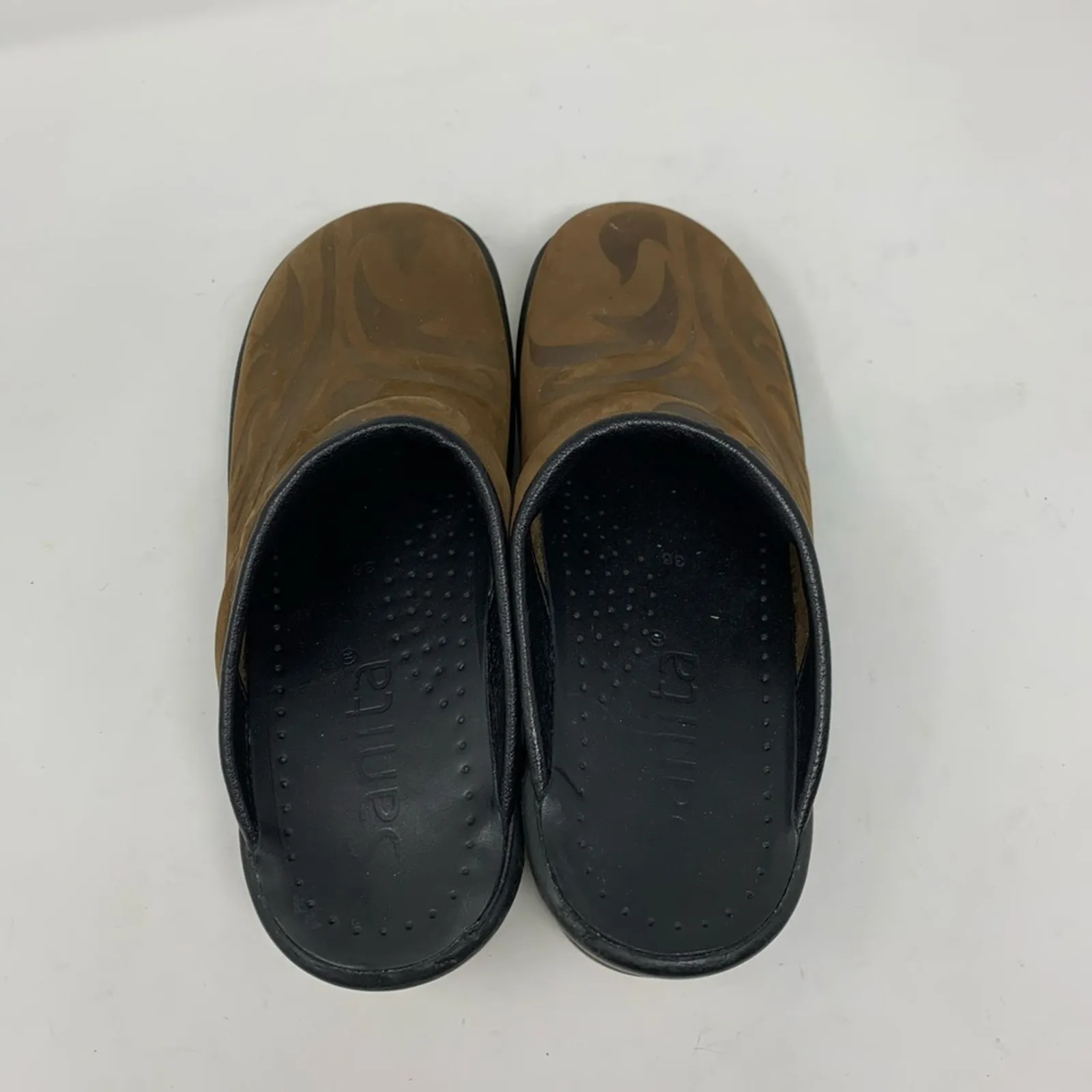 Sanita Brown Tooled Leather size 36 Mule Clog - Image 3