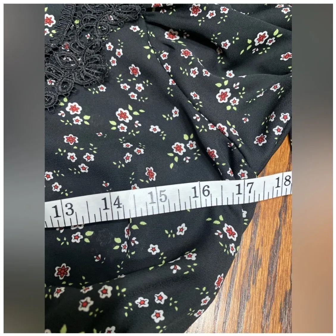 Topshop Mini Dress Womens 8 Black Floral Long Sleeve Ruffle Collar - Image 15