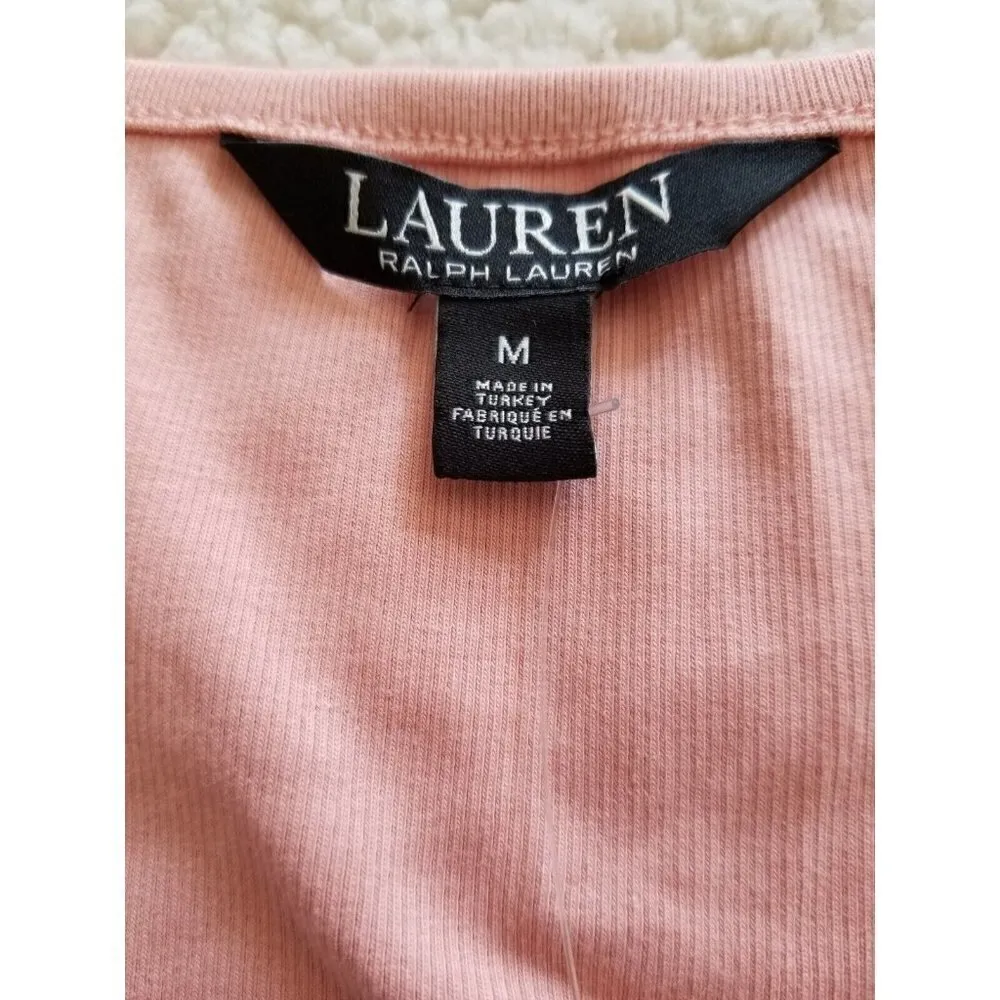 LAUREN RALPH LAUREN Womens Rose Ribbed Fitted Sleeveless Scoop Neck Tank Top M - Image 4