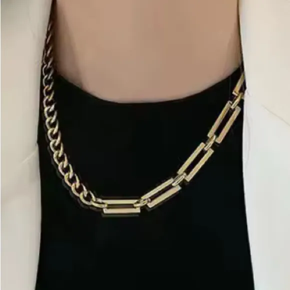 Stainless Steel Gold Cuban & Paperclip 15.5 - Image 5