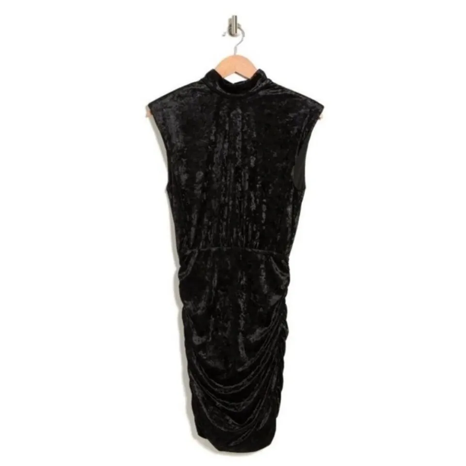 NWT Ronny Kobo Adele Mini Dress Black‎ Crushed Velvet
Sleeveless Small $240 Black - Image 2
