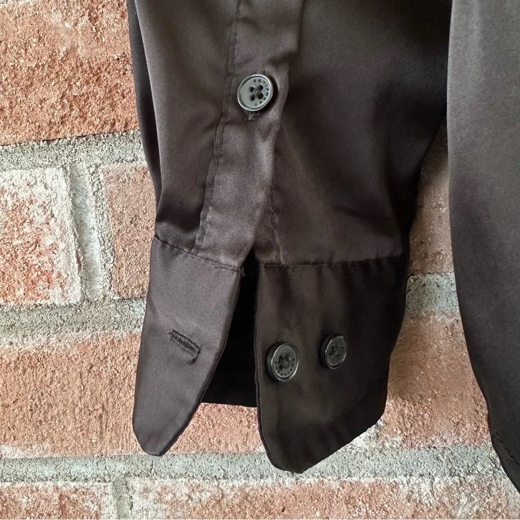 Equipment Black Button Down Satin Blouse Long Sleeve Women’s Small Career Office - Image 14