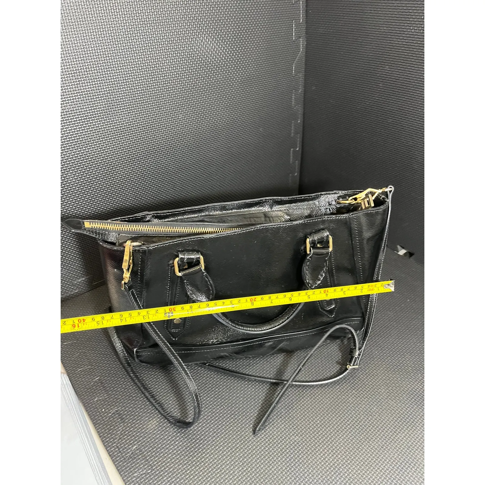 Burberry Patent Leather Somerford Tote Bag Black‎ Purse Womens - Image 16