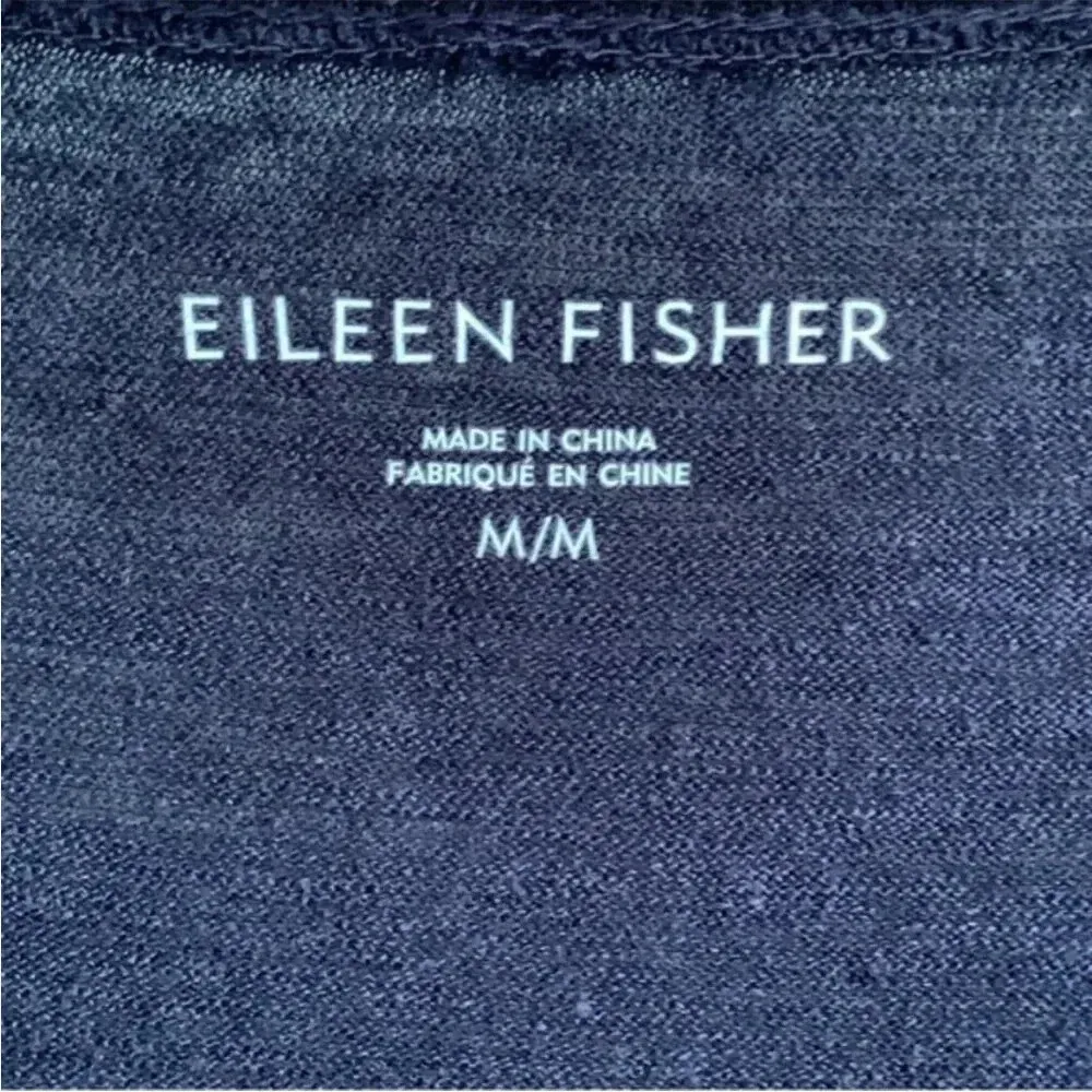 Eileen Fisher Navy Blue Tshirt Dress Organic Hemp Cotton M Lightweight - Image 5