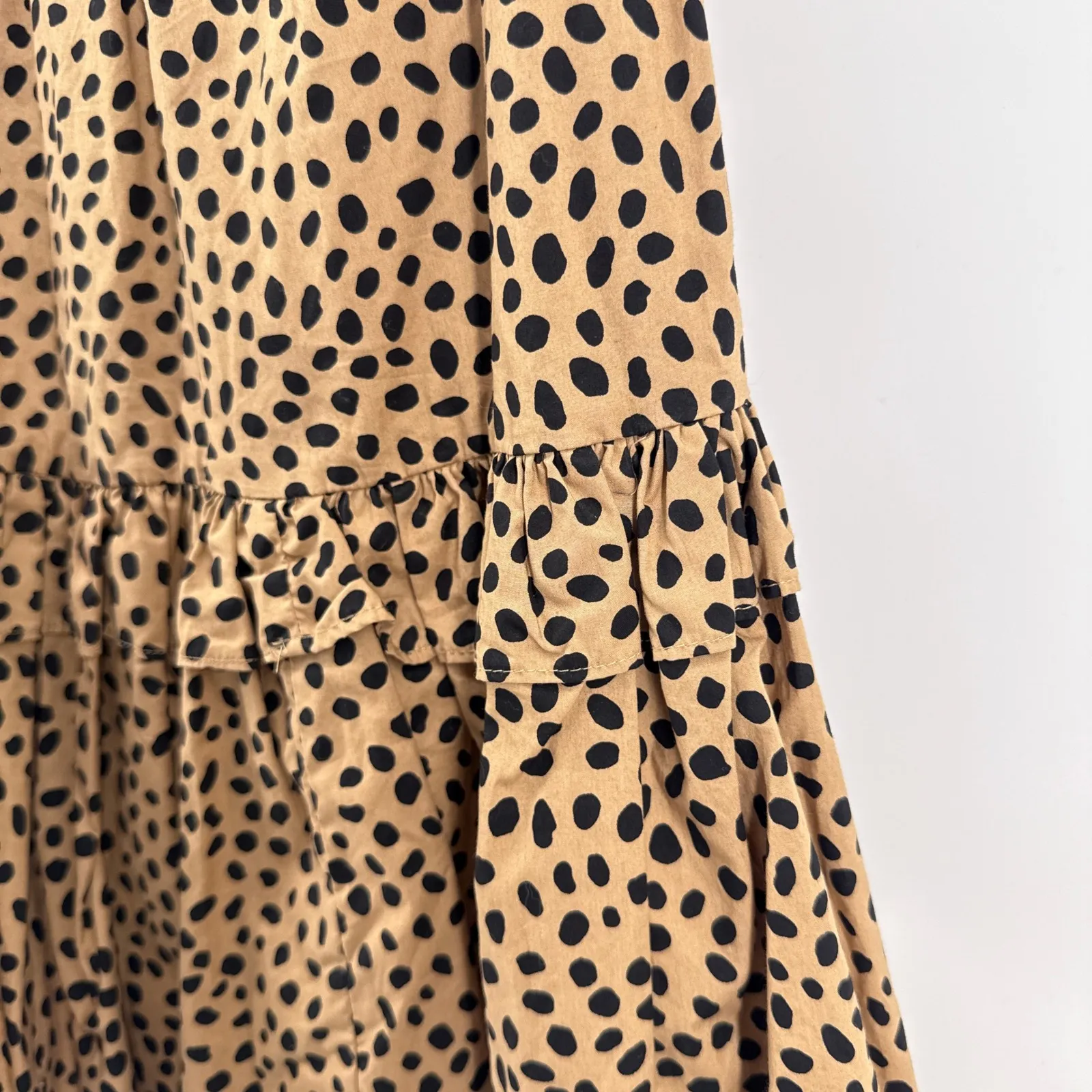 J. Crew Leopard Print Tiered Ruffle Neck & Sleeve Dress Women Medium Popover - Image 8