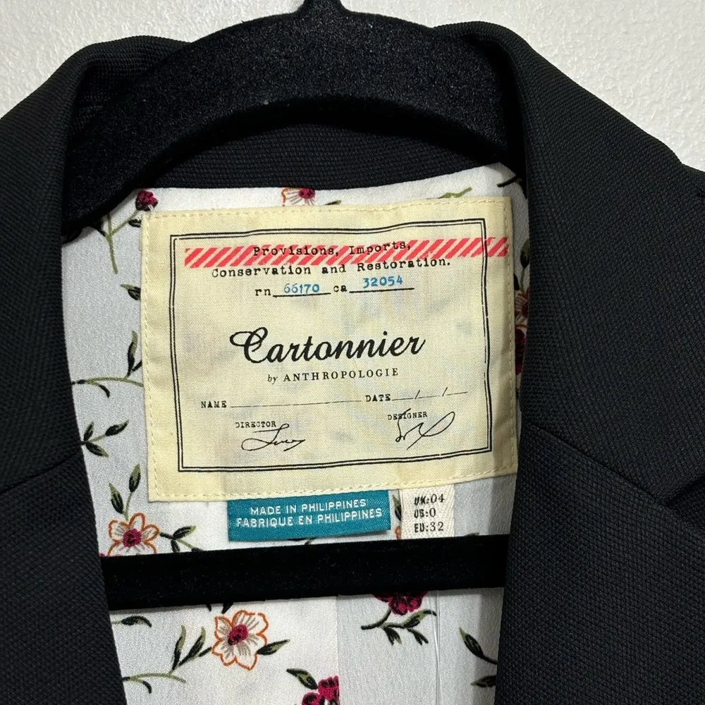 NWT Cartonnier Anthropologie Lloyd Tie Sleeve Easy Blazer in Black - Size 0 - Image 6