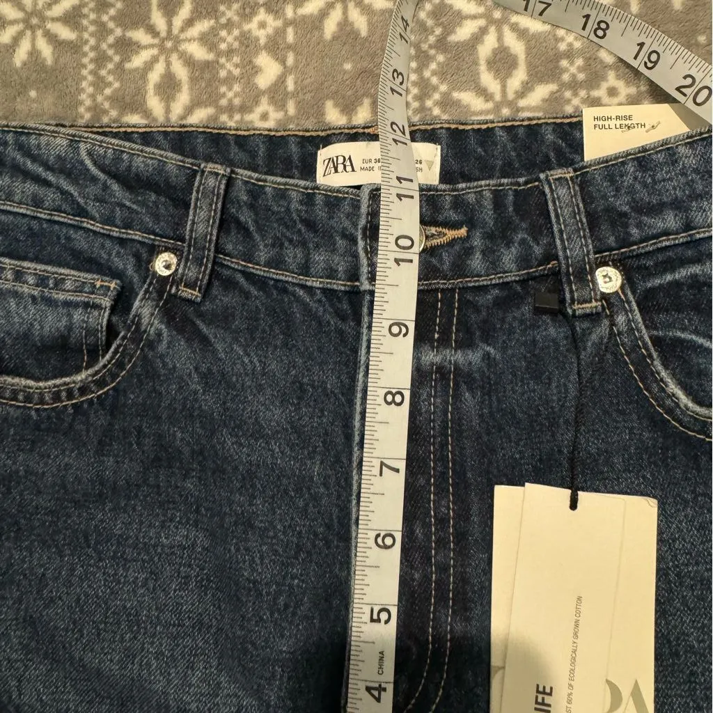 NWT Zara High Rise Flare Leg Full Length Jeans Bloggers Favorite Size 4‎ - Image 11