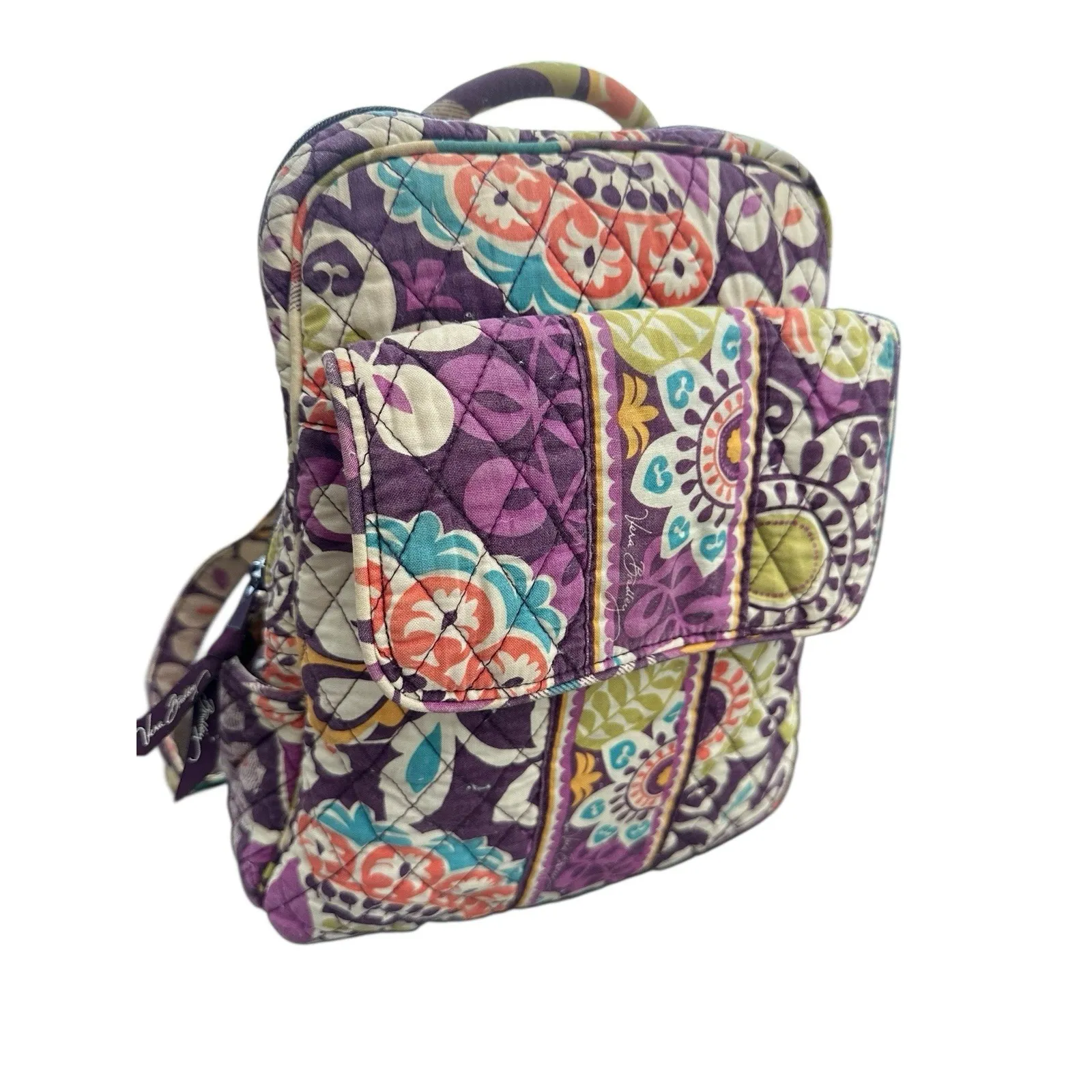 Vera Bradley PLUM CRAZY Backpack Bag Retired Designed Adjustable Straps‎ Purple - Image 9