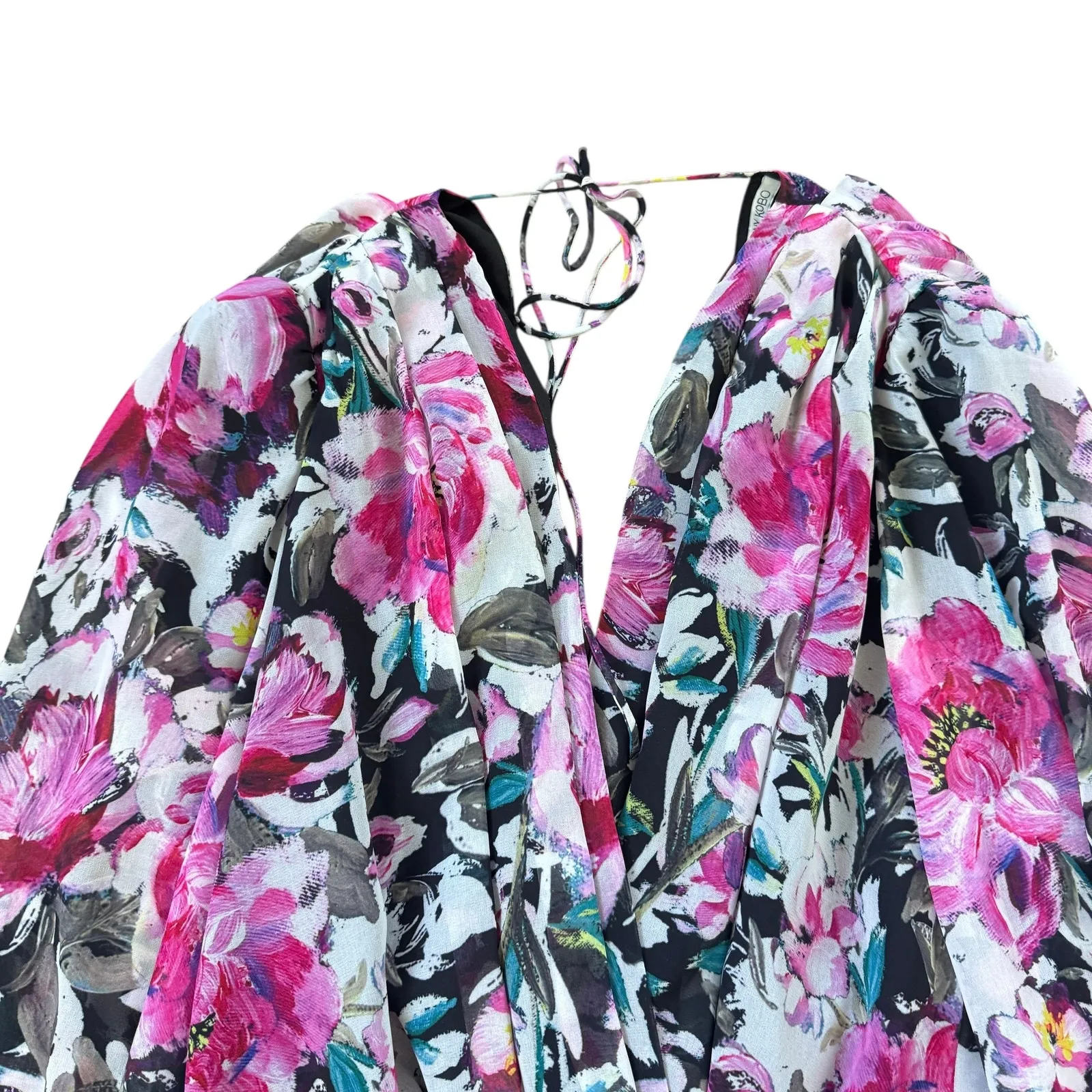 Ronny Kobo Mika Floral Crepe Bodysuit Pink - Image 6