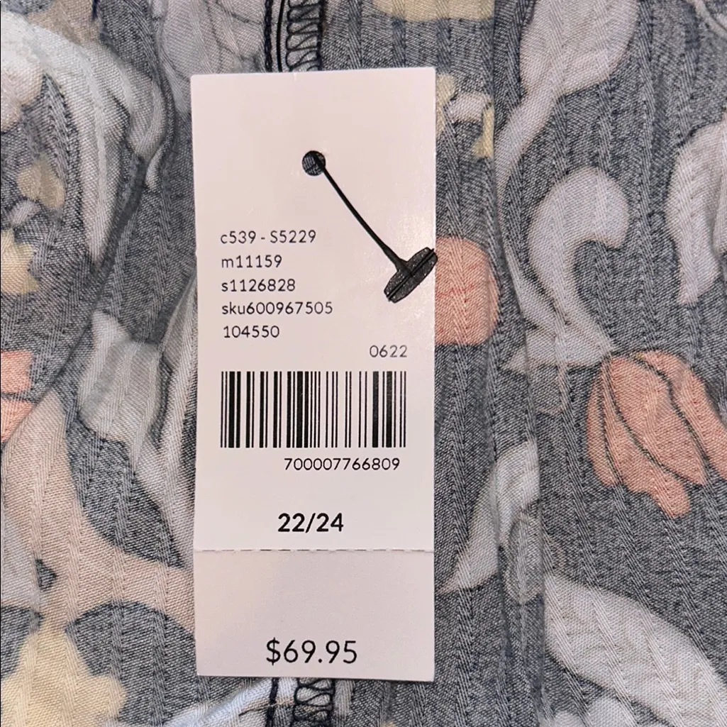 Lane Bryant Blue w/Orange & Yellow Floral Print Sharkbite Skirt Size 22/24 - Image 3