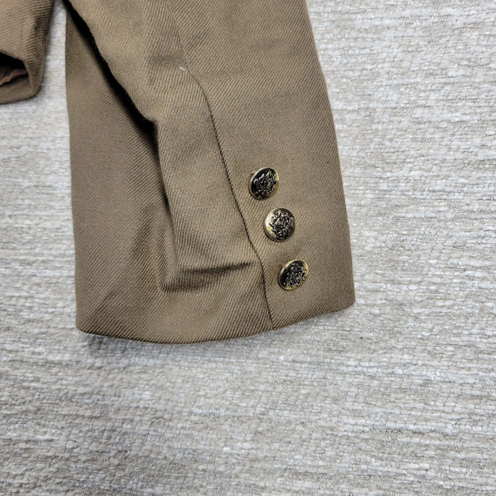 VTG Walker & Lane Cropped Wool Jacket Womens 10 Brown Gold Crest Button Career - Image 7